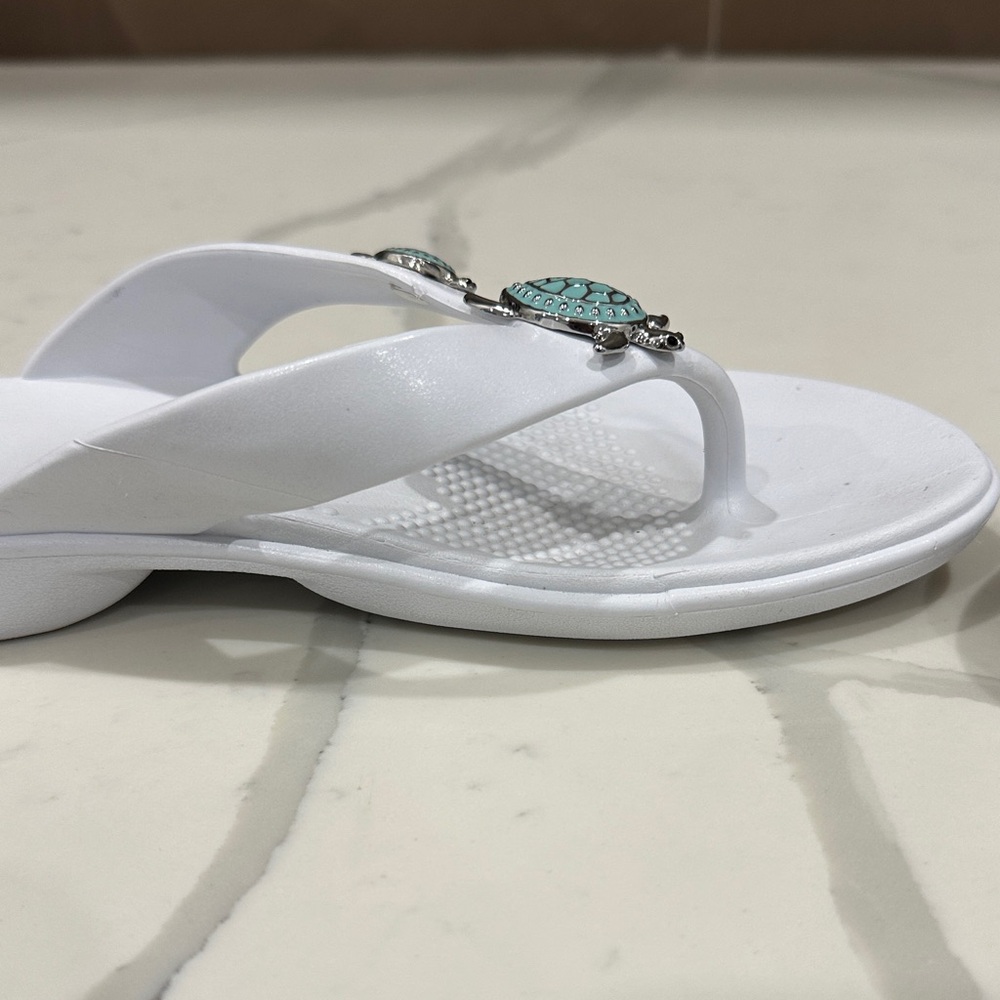 OKA b. White Sandals with Turtle Embellishments - Picture 10 of 12